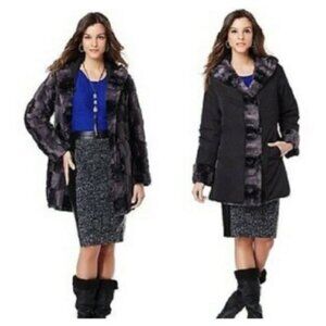 Hal Rubenstein 3X Lorena Reversible Faux Fur Coat